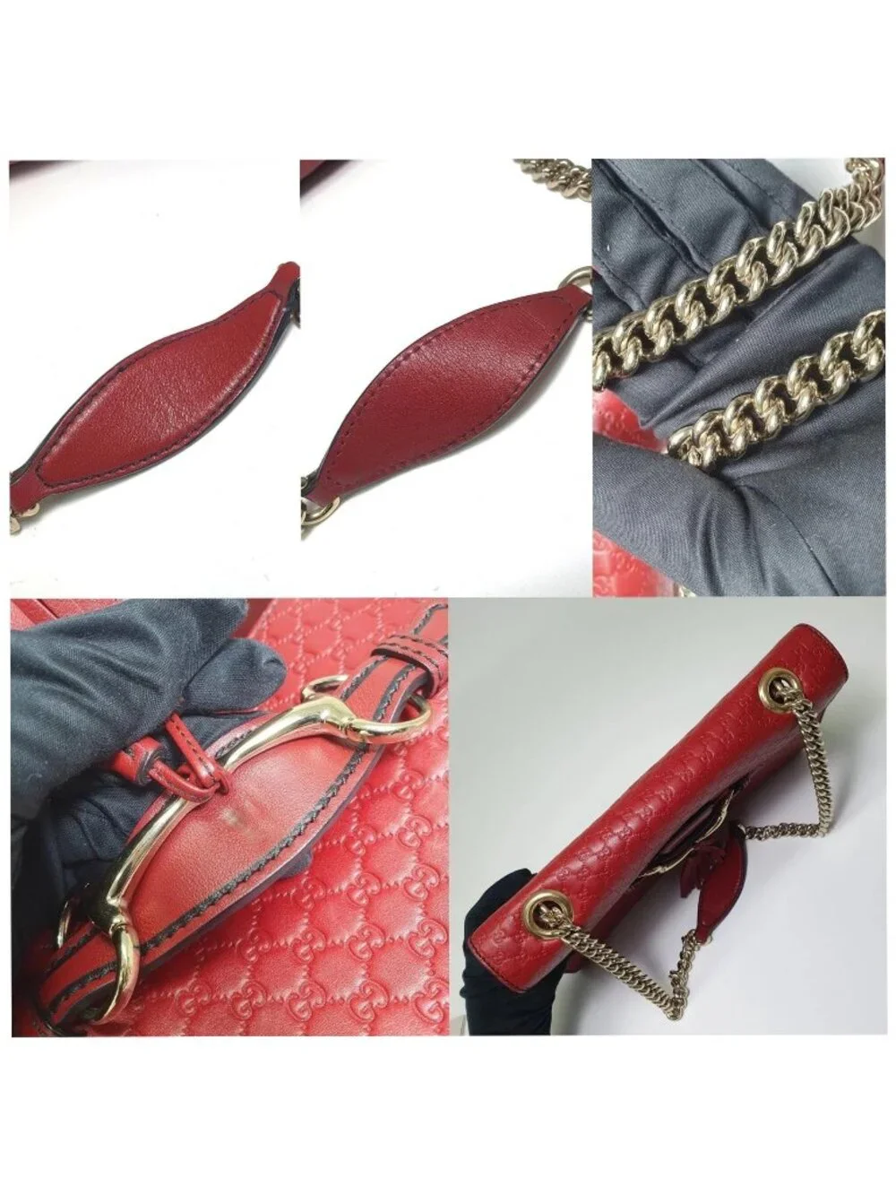 Authentic Gucci Emily Microguccissima Red Leather Chain Shoulder Bag - Picture 9 of 12